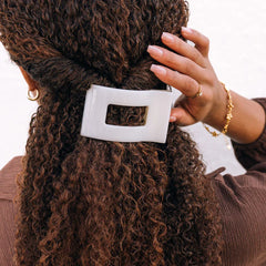Teleties Rectangle Flat Coconut White Hair Clip Medium - PinkPro Beauty Supply
