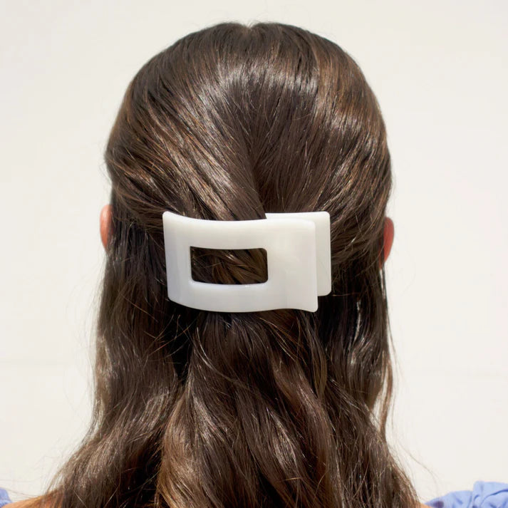 Teleties Rectangle Flat Coconut White Hair Clip Small - PinkPro Beauty Supply