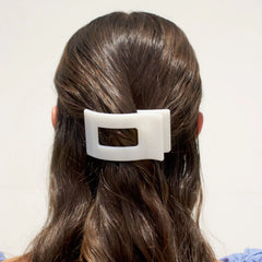 Teleties Rectangle Flat Coconut White Hair Clip Small - PinkPro Beauty Supply