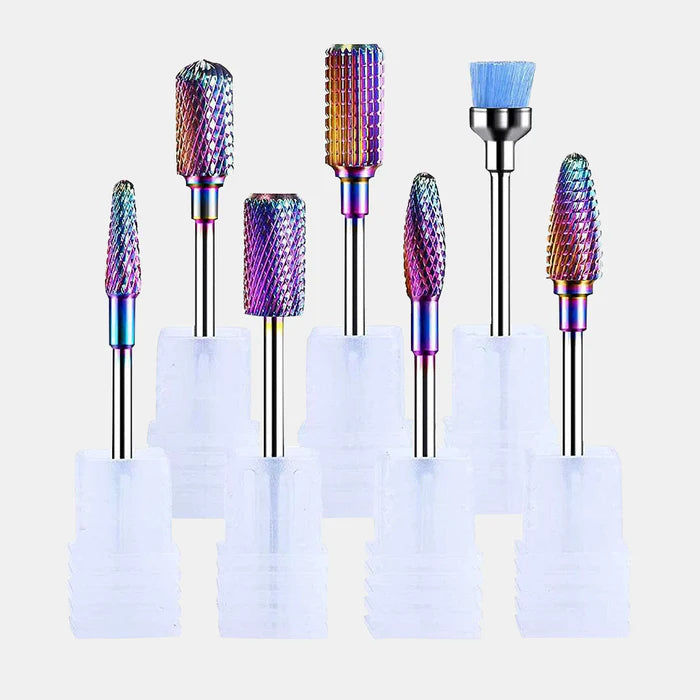 MelodySusie Tungsten Carbide Nail Drill Bits Set (7 pieces) - Colorful