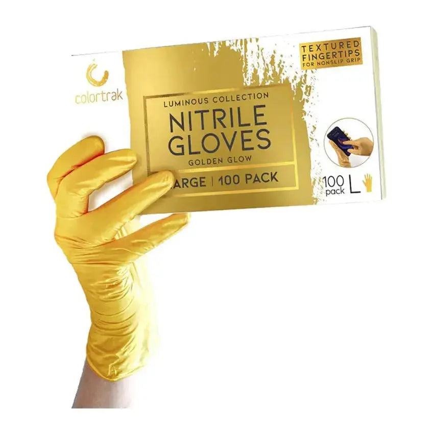 Colortrak 100 Count Golden Glow Nitrile Gloves Colortrak