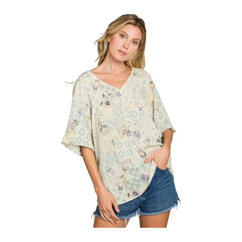 Cotton Bleu Top Foral Combo Cotton Bleu