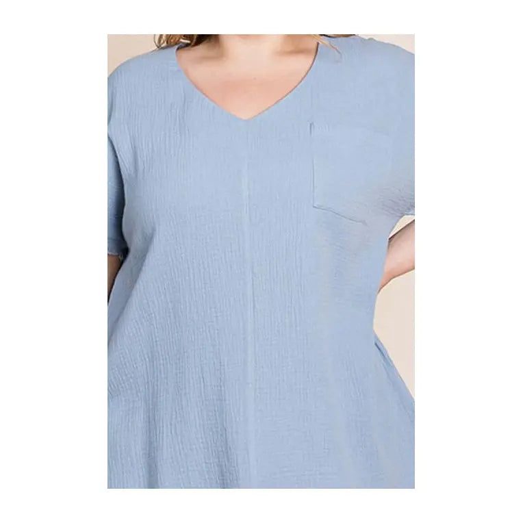 Cotton Bleu Top Gauzy Frayed Denim Cotton Bleu