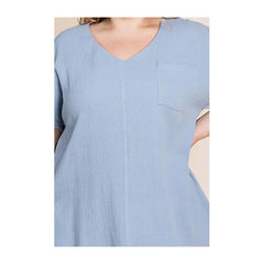 Cotton Bleu Top Gauzy Frayed Denim Cotton Bleu