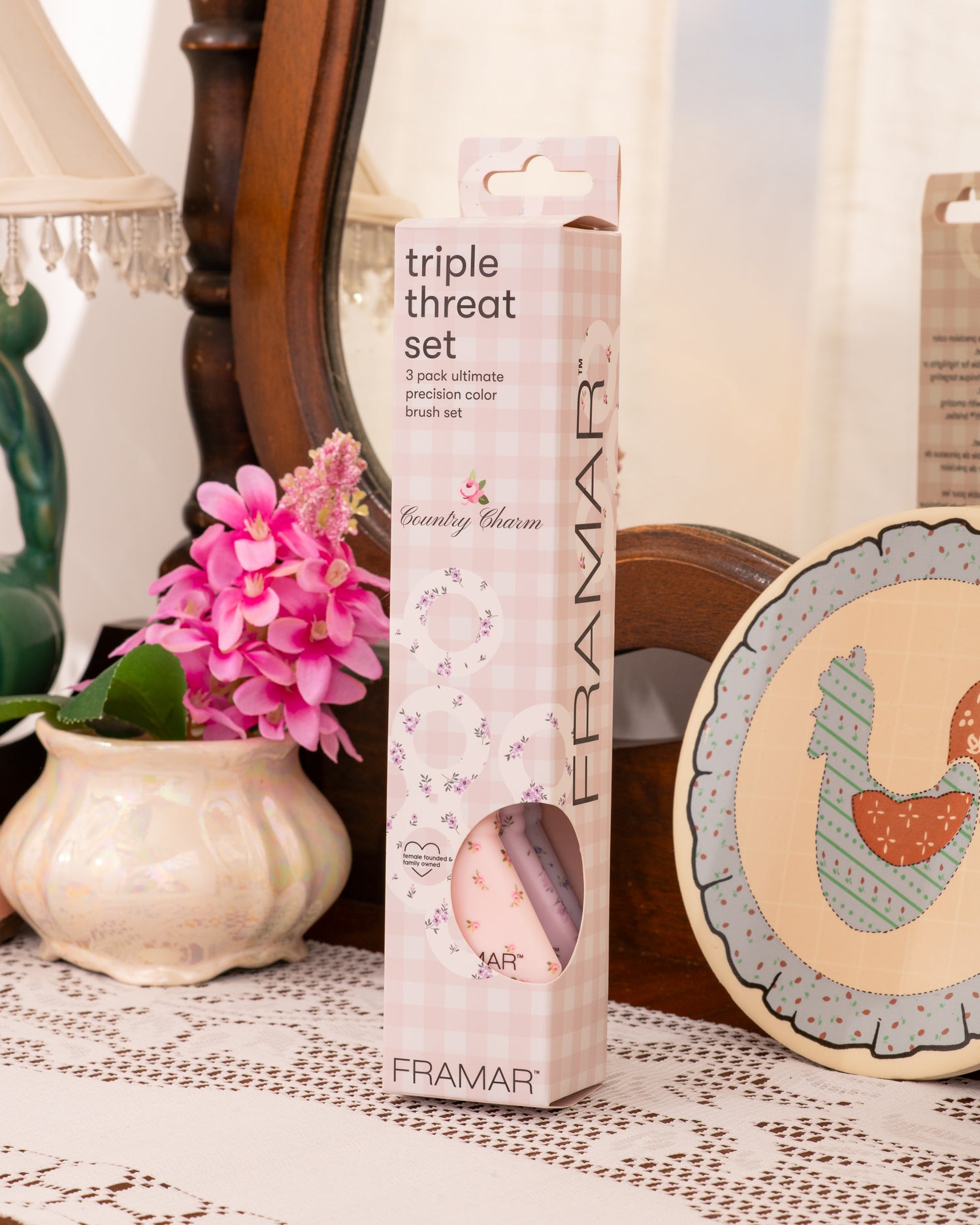 Framar Country Charm Triple Threat Brush Set - 3 Pack