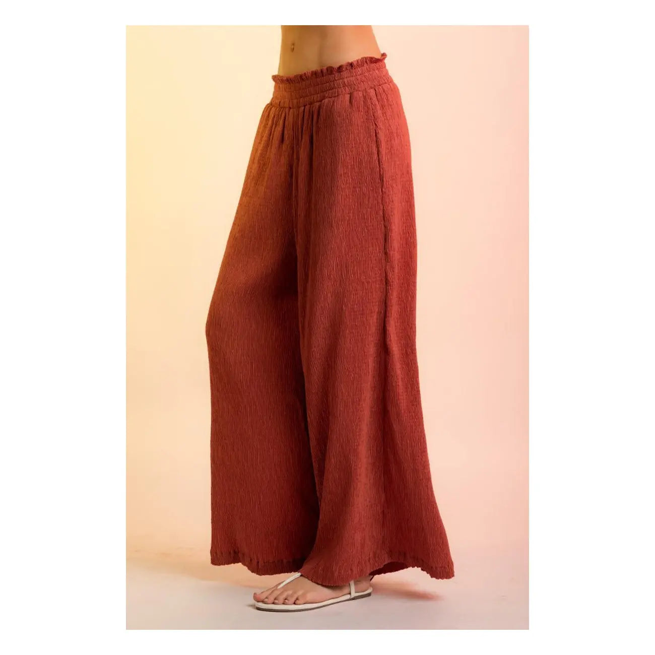 Crinkled Pants Wide Leg Rust PinkPro Beauty Supply