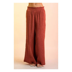 Crinkled Pants Wide Leg Rust PinkPro Beauty Supply