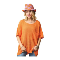 Davi & Dani Midi Sleeve Sweater Orange Davi & Dani