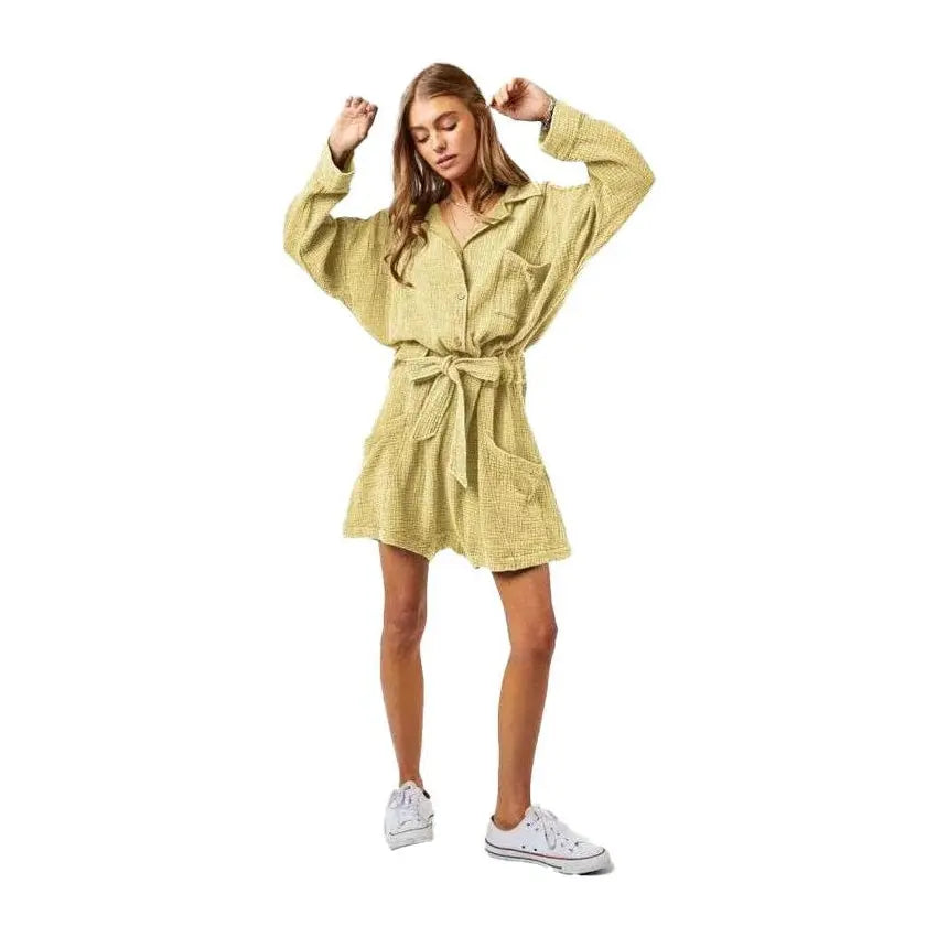 Davi & Dani Pocket Shirt Romper Davi & Dani