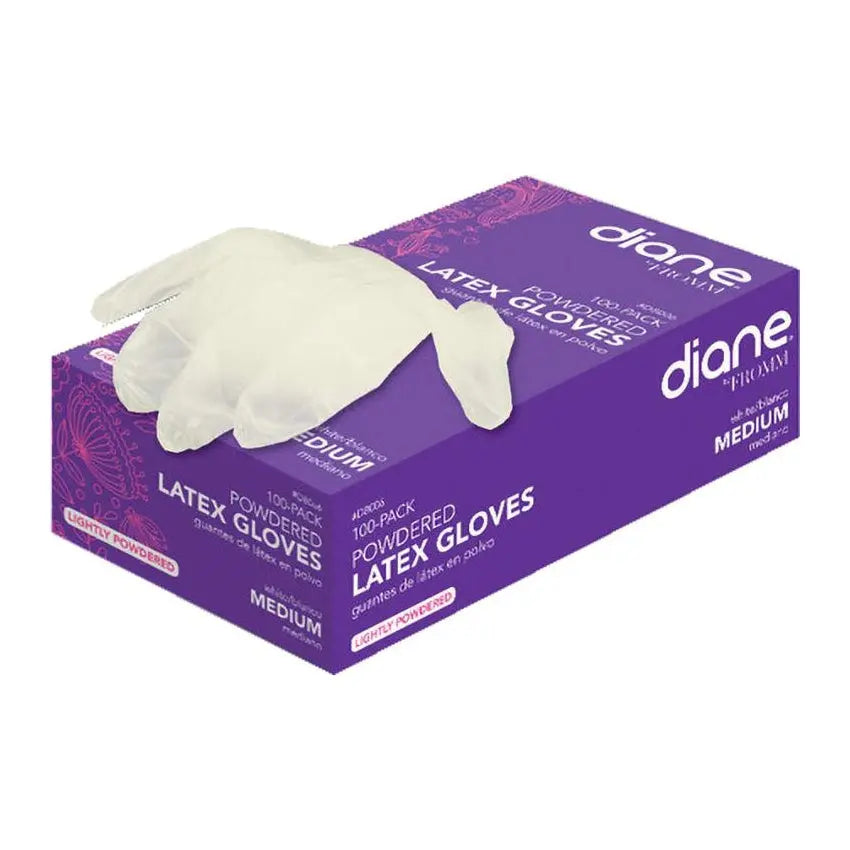 Diane 100 Count Disposable Lightly Powdered Latex Gloves Diane