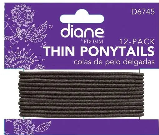 Diane Thin Ponytails 12 Pack - Black Diane