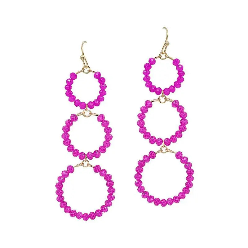 Earrings Crystal Triple Drop PinkPro Beauty Supply