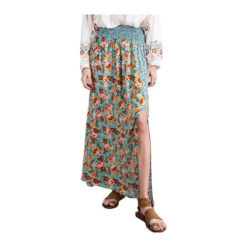 Easel Maxi Skirt Floral Mint Easel