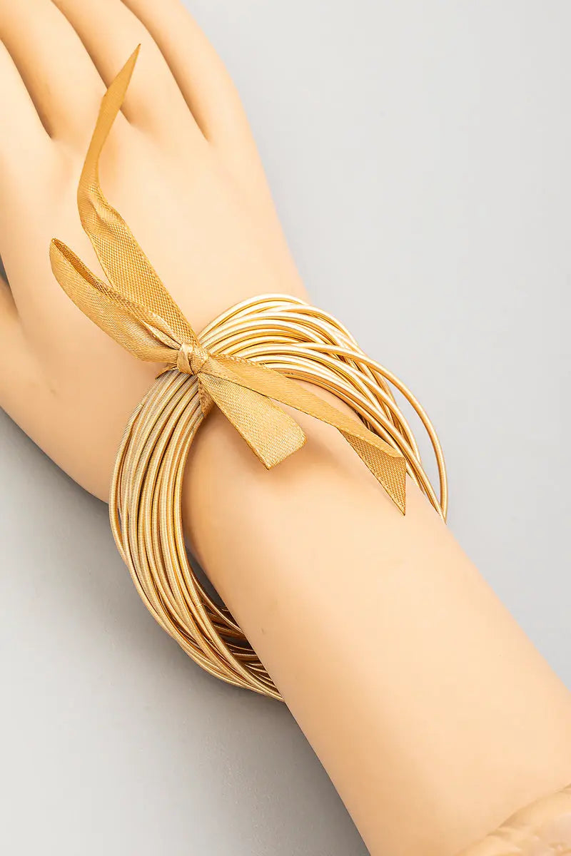 Elastic Set Metallic Ribbon Bracelet PinkPro Beauty Supply