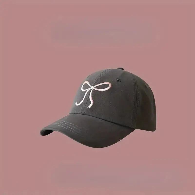 Embroidered Pink Bowknot Cap - Grey PinkPro Beauty Supply