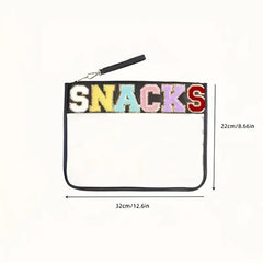 Embroidered Snack Bag Clear with Black Trim PinkPro Beauty Supply