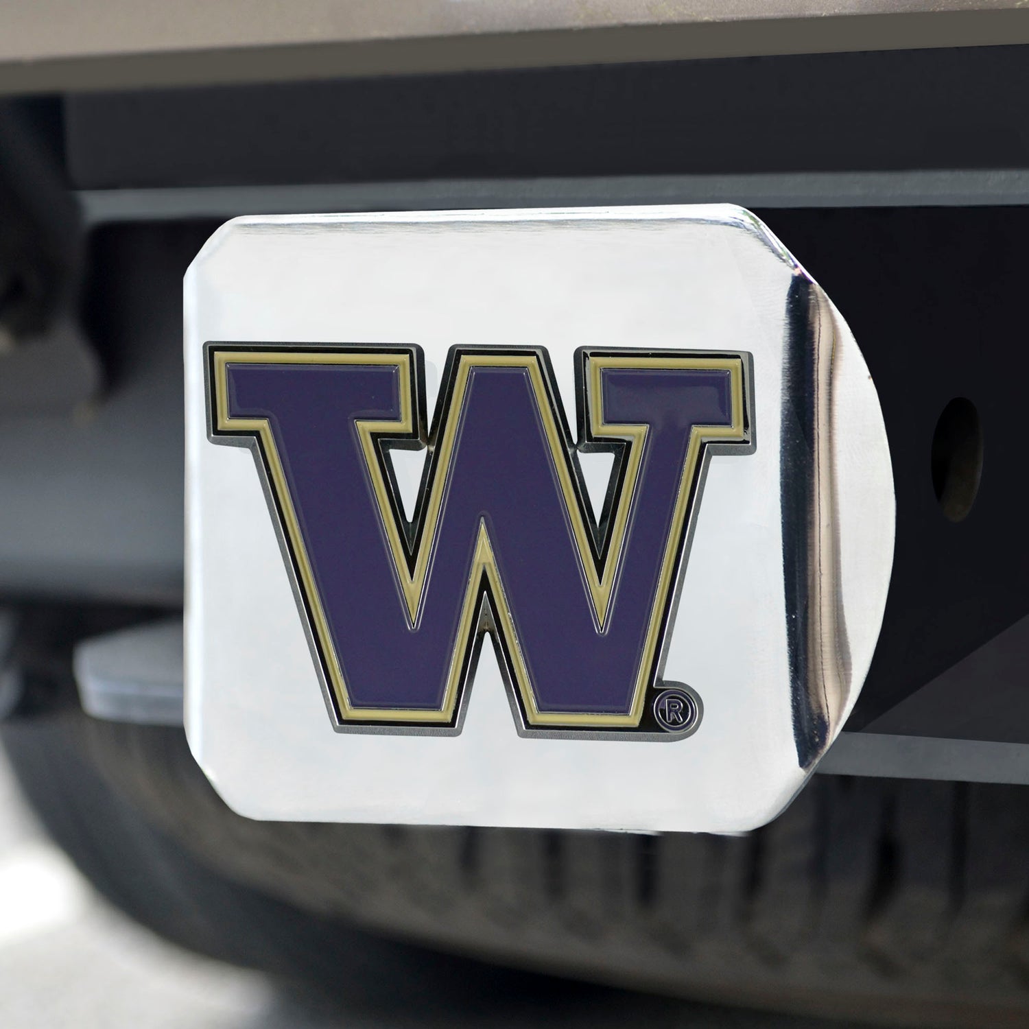 Fanmats Washington Huskies Color Hitch Cover - Chrome