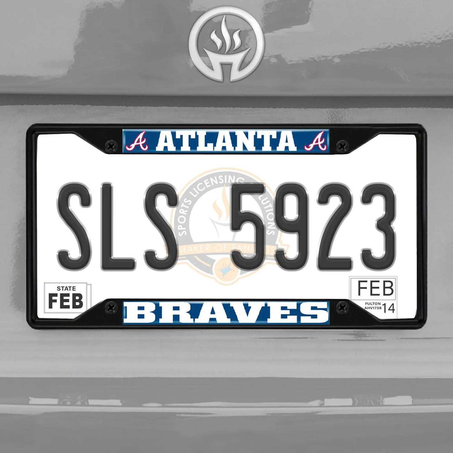 Fanmats Atlanta Braves License Plate Frame - Black - PinkPro Beauty Supply