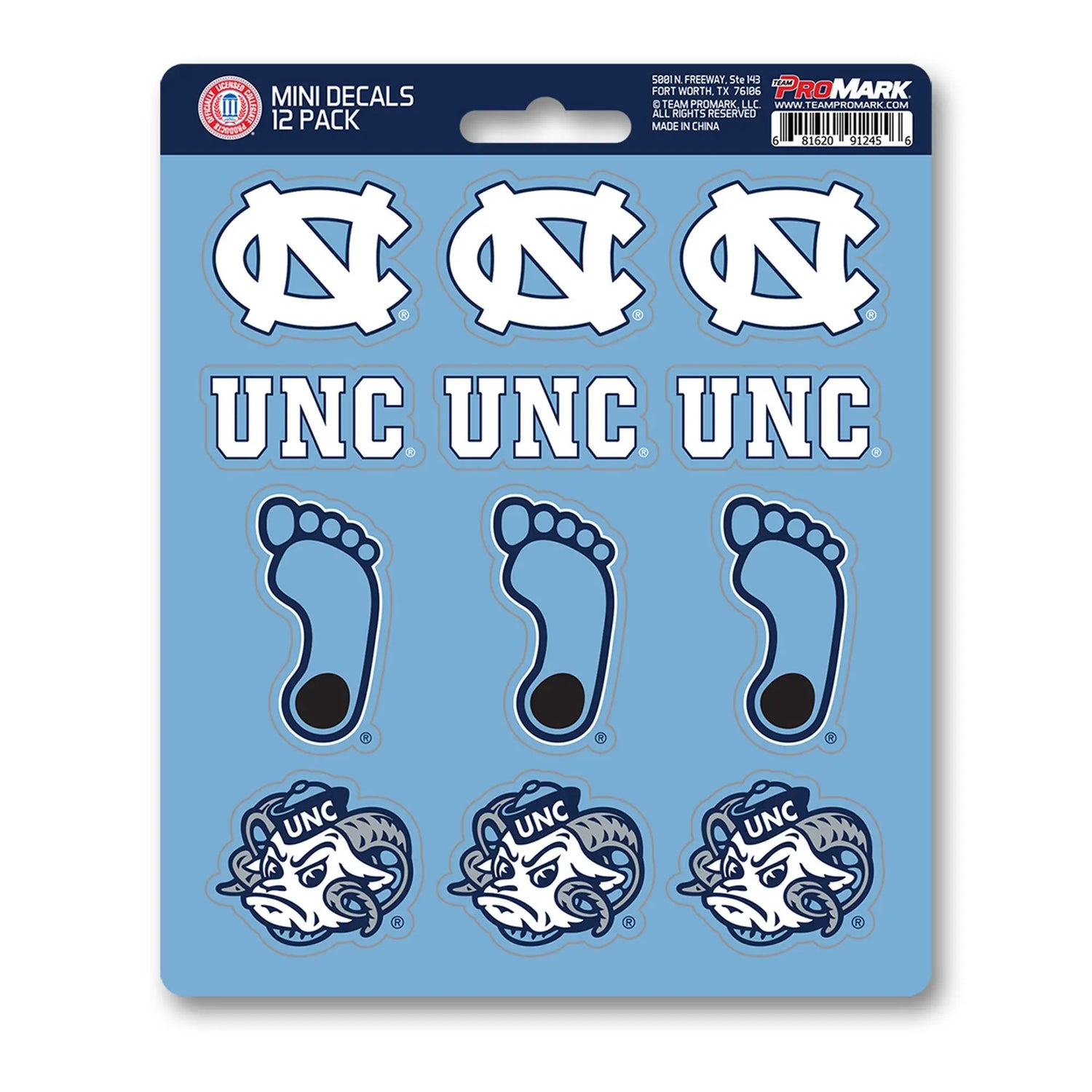 Fanmats North Carolina Tar Heels Mini Decal 12pk Fanmats