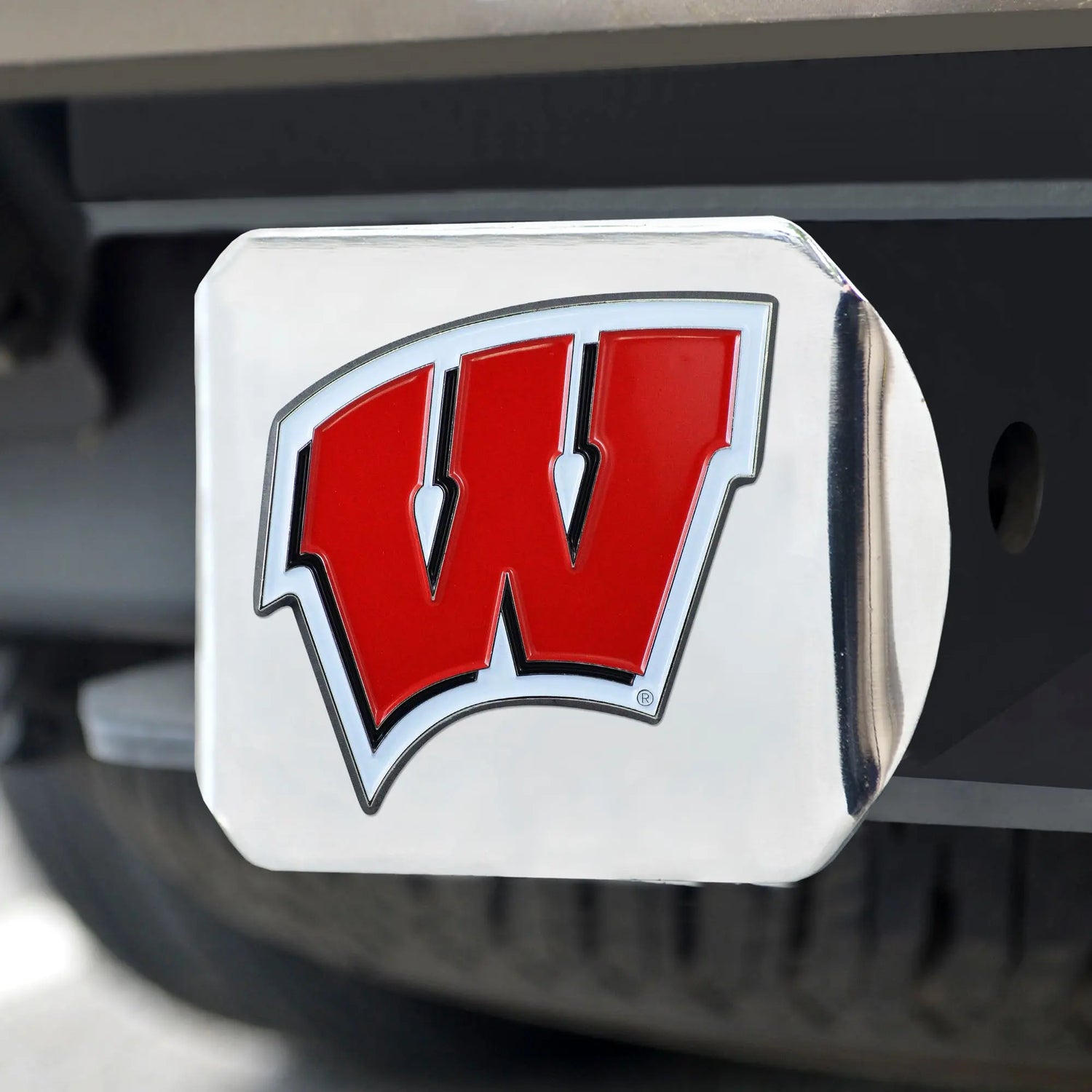 Fanmats Wisconsin Badgers Color Hitch Cover - Chrome Fanmats