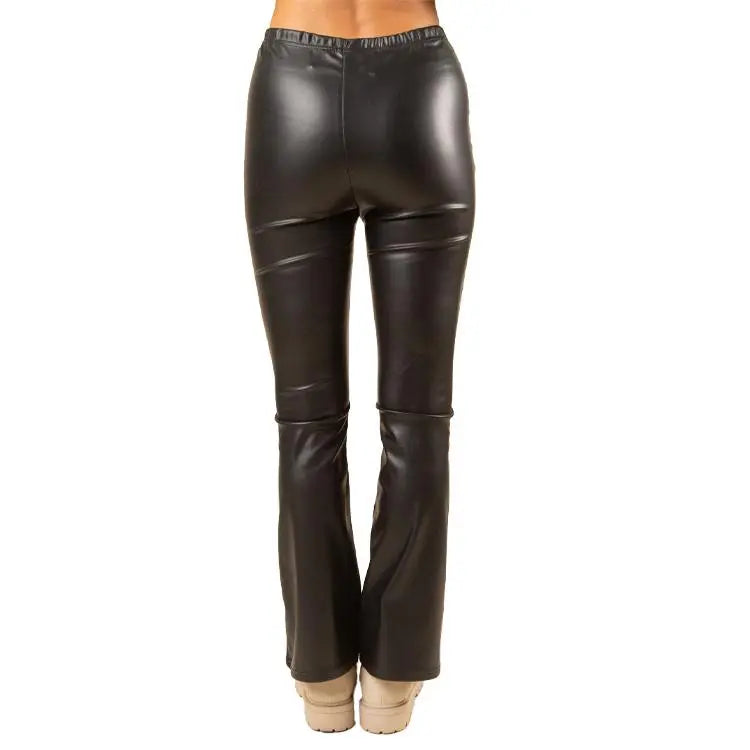 Faux Leather Bell Bottom Pants PinkPro Beauty Supply