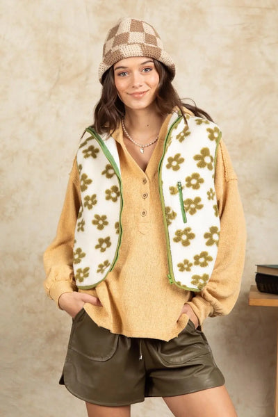Floral Fleece Vest - PinkPro Beauty Supply