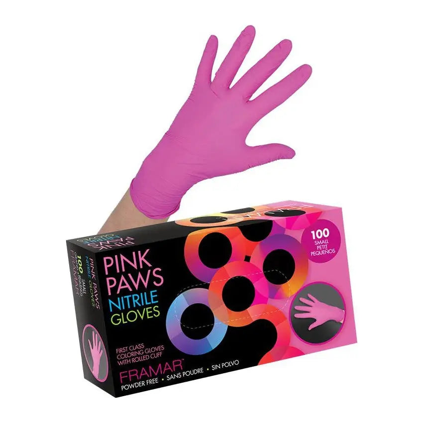 Framar Pink Paws Nitrile Gloves Framar