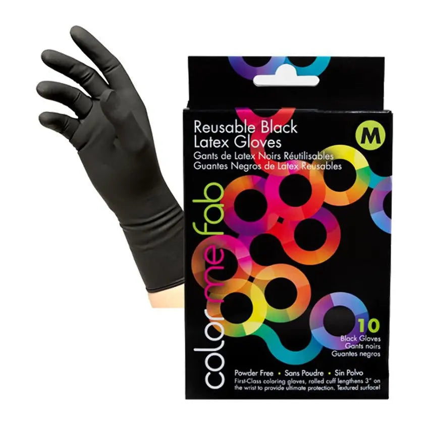 Framar Reusable Black Latex Gloves (Box of 10) Framar