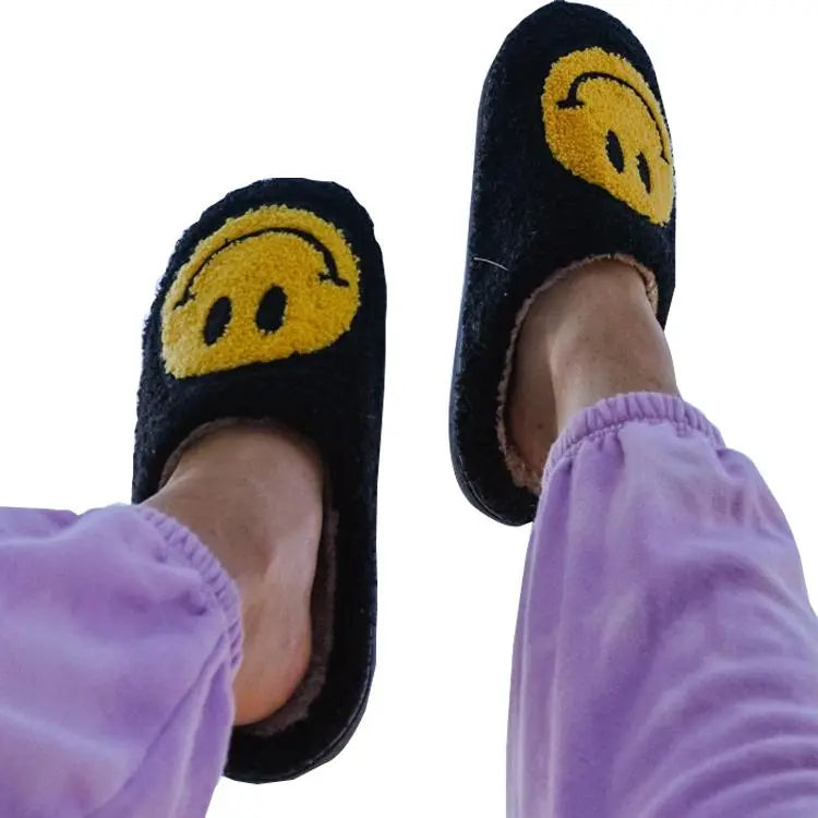 Fuzzy Smiley Face Slippers PinkPro Beauty Supply