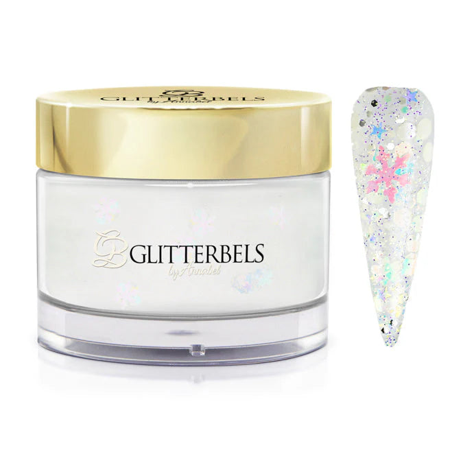 Glitterbels Glittered Acrylic Powder - Snowball Fight 0.98 oz.