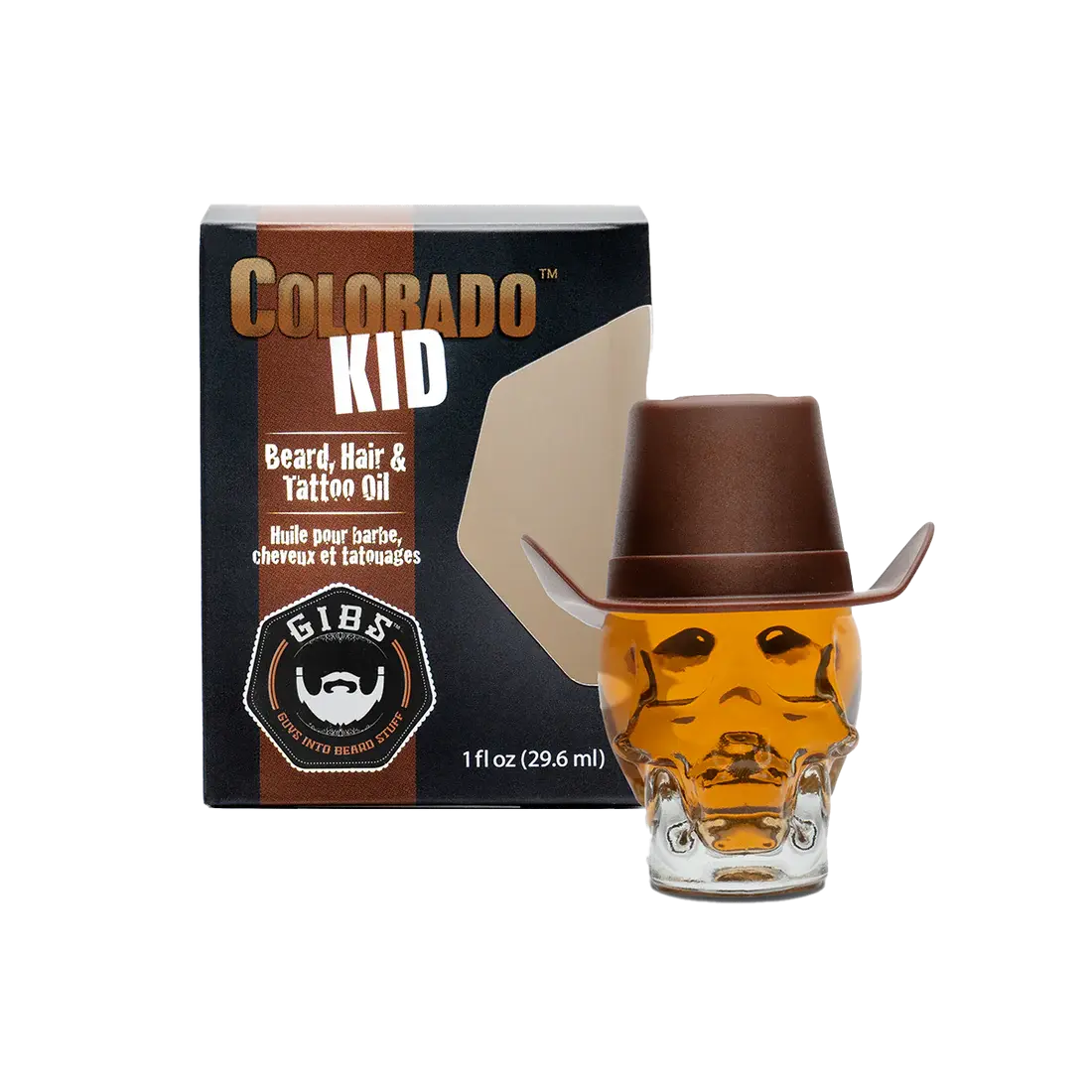 Gibs Colorado Kid Beard, Hair & Tattoo Oil in Glass Skull 1 fl oz. Gibs Grooming