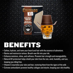 Gibs Colorado Kid Beard, Hair & Tattoo Oil in Glass Skull 1 fl oz. Gibs Grooming