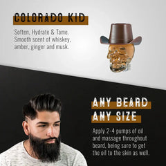 Gibs Colorado Kid Beard, Hair & Tattoo Oil in Glass Skull 1 fl oz. Gibs Grooming