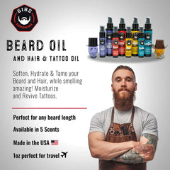 Gibs Colorado Kid Beard, Hair & Tattoo Oil in Glass Skull 1 fl oz. Gibs Grooming