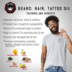 Gibs Colorado Kid Beard, Hair & Tattoo Oil in Glass Skull 1 fl oz. Gibs Grooming