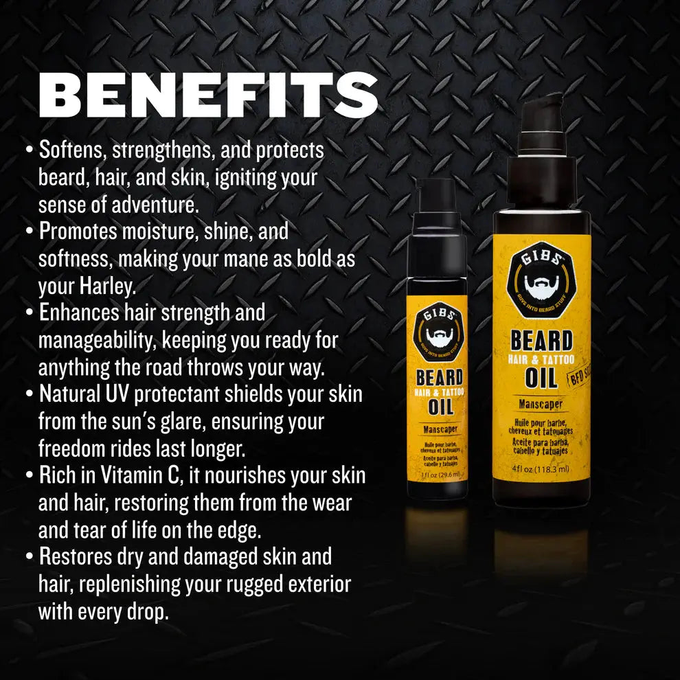 Gibs Manscaper Beard, Hair & Tattoo Oil 1 oz. Gibs Grooming