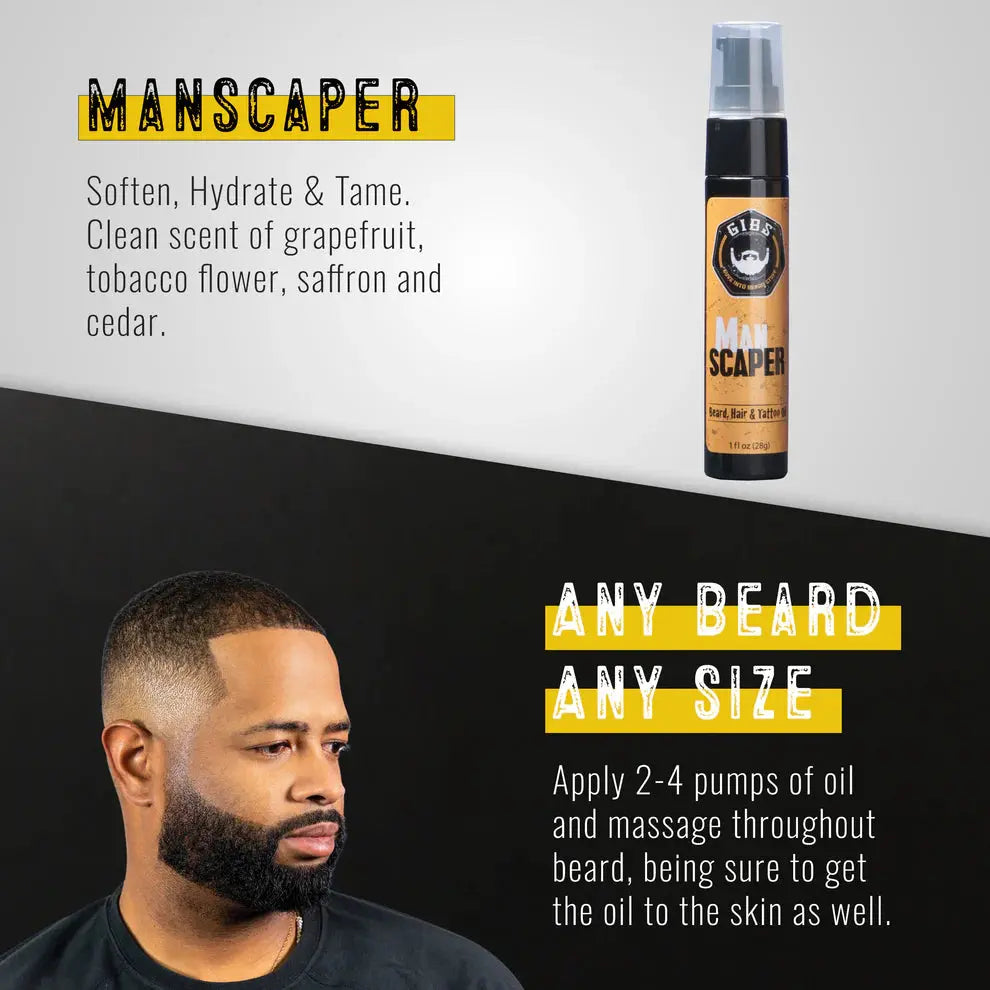 Gibs Manscaper Beard, Hair & Tattoo Oil 1 oz. Gibs Grooming