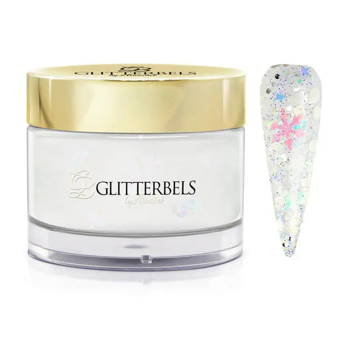 Glitterbels Glittered Acrylic Powder - Snowball Fight 0.98 oz. Glitterbels