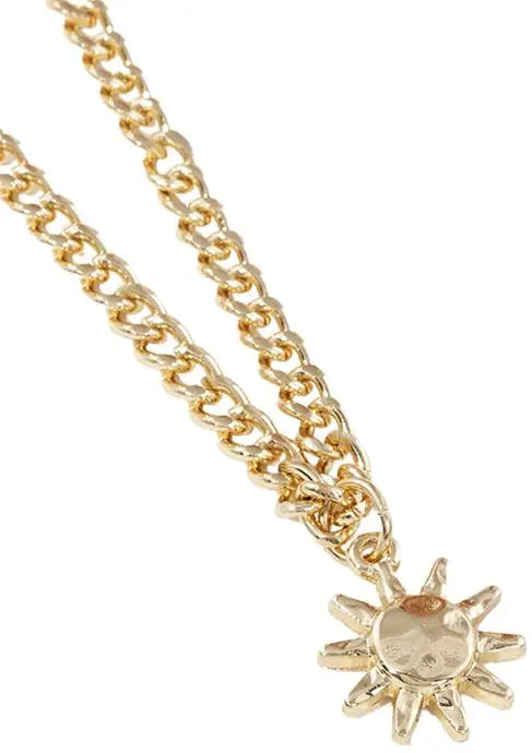 Gold Hammered Sun Necklace PinkPro Beauty Supply