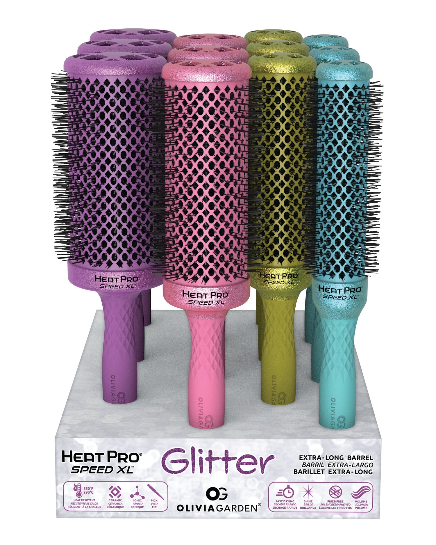 Olivia Garden Heat Pro Speed XL Glitter 12 Piece Display