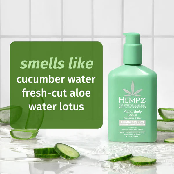 Hempz Cucumber & Aloe Herbal Body Serum with Ceramides & B3 - 8.5 oz. - PinkPro Beauty Supply