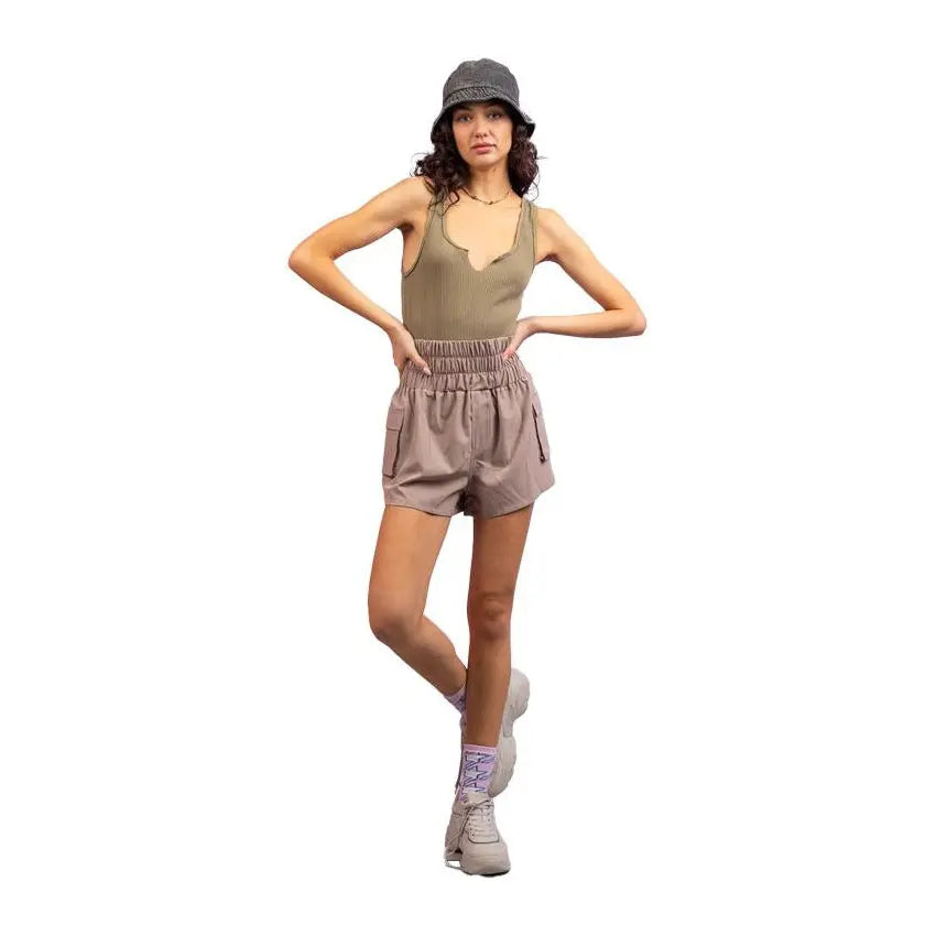 High Waisted Active Shorts Taupe PinkPro Beauty Supply