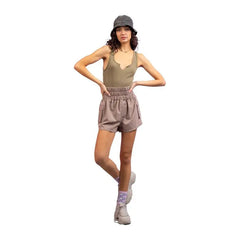 High Waisted Active Shorts Taupe PinkPro Beauty Supply