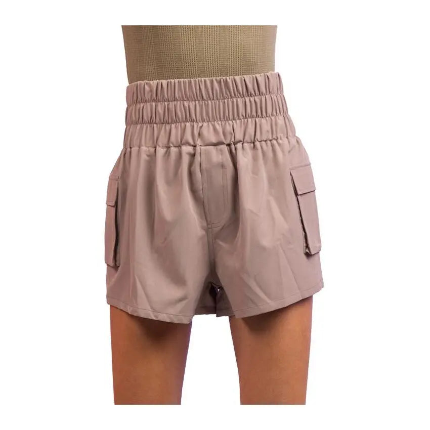 High Waisted Active Shorts Taupe PinkPro Beauty Supply