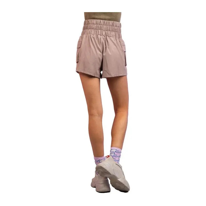 High Waisted Active Shorts Taupe PinkPro Beauty Supply