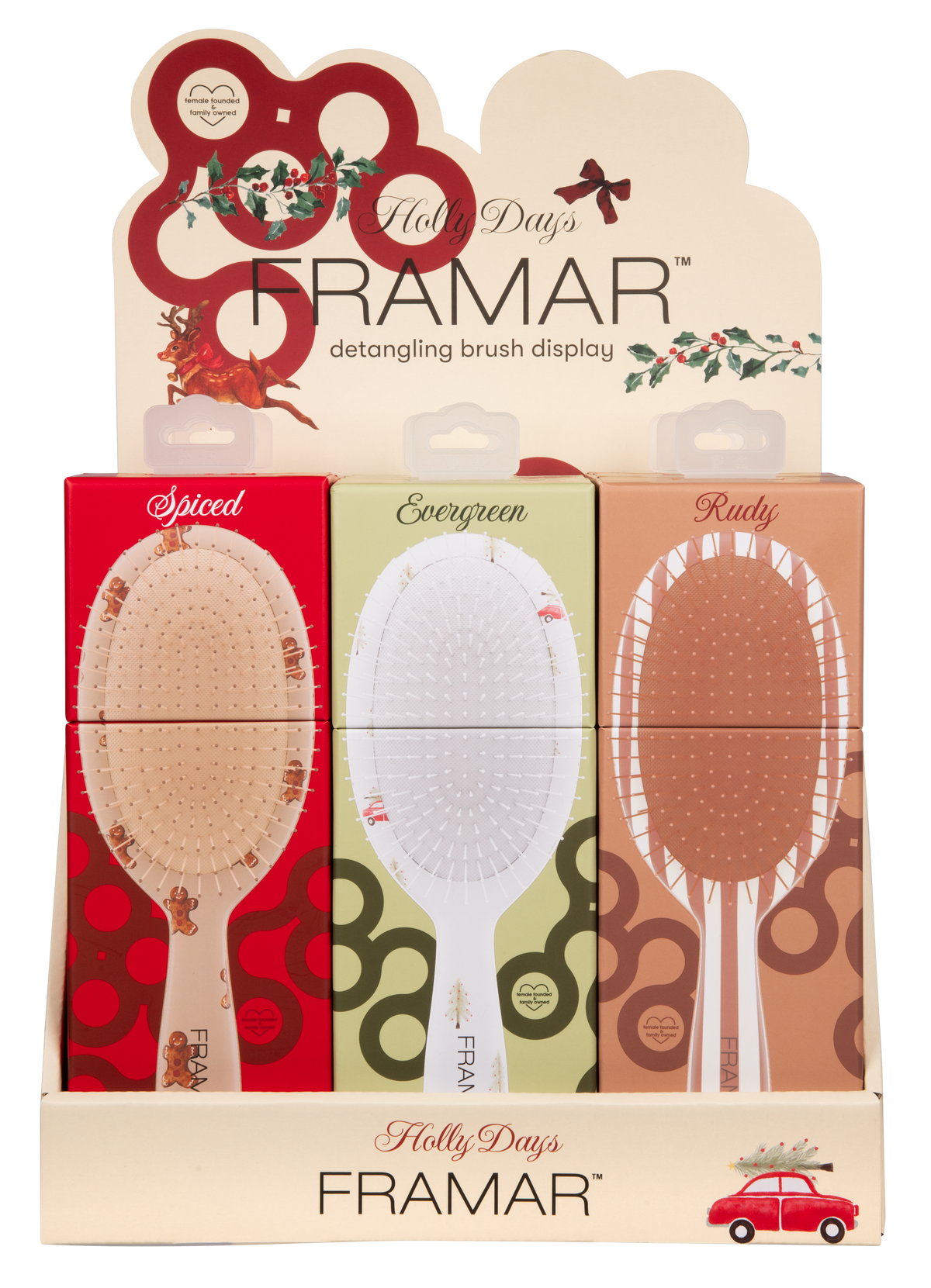 Framar Holly Days 9 Piece Brush Display