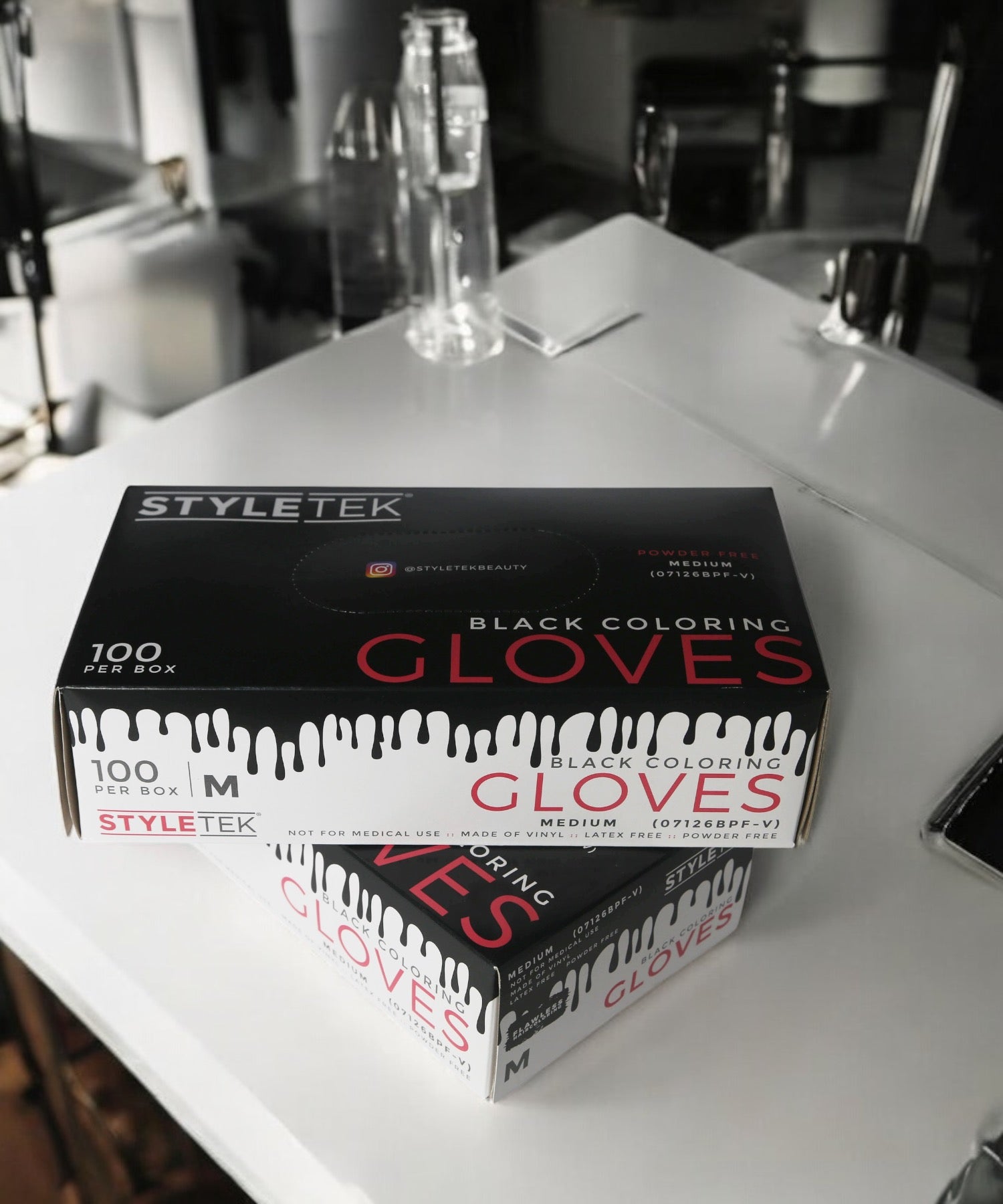 StyleTek Black Coloring Gloves-Medium-100 Count