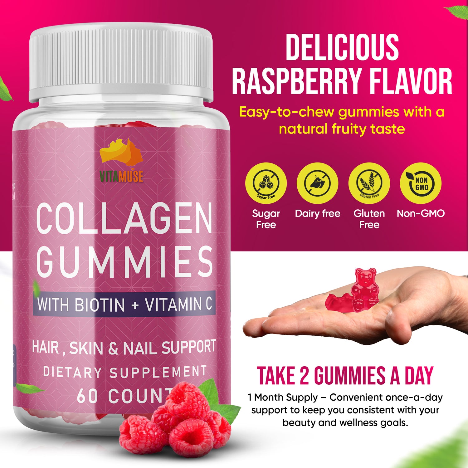 Collagen Peptide Gummies with Biotin 60 count