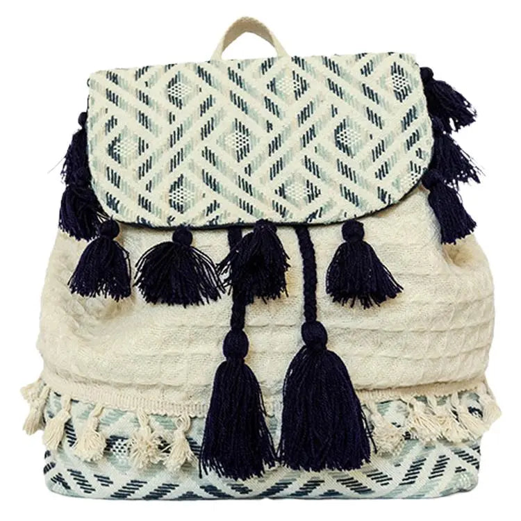 Jen & Co. Blue Aztec Cotton Backpack Jen & Co.