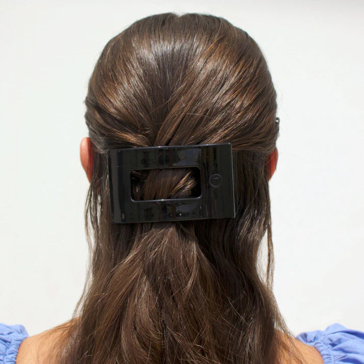 Teleties Rectangle Flat Jet Black Hair Clip Medium - PinkPro Beauty Supply
